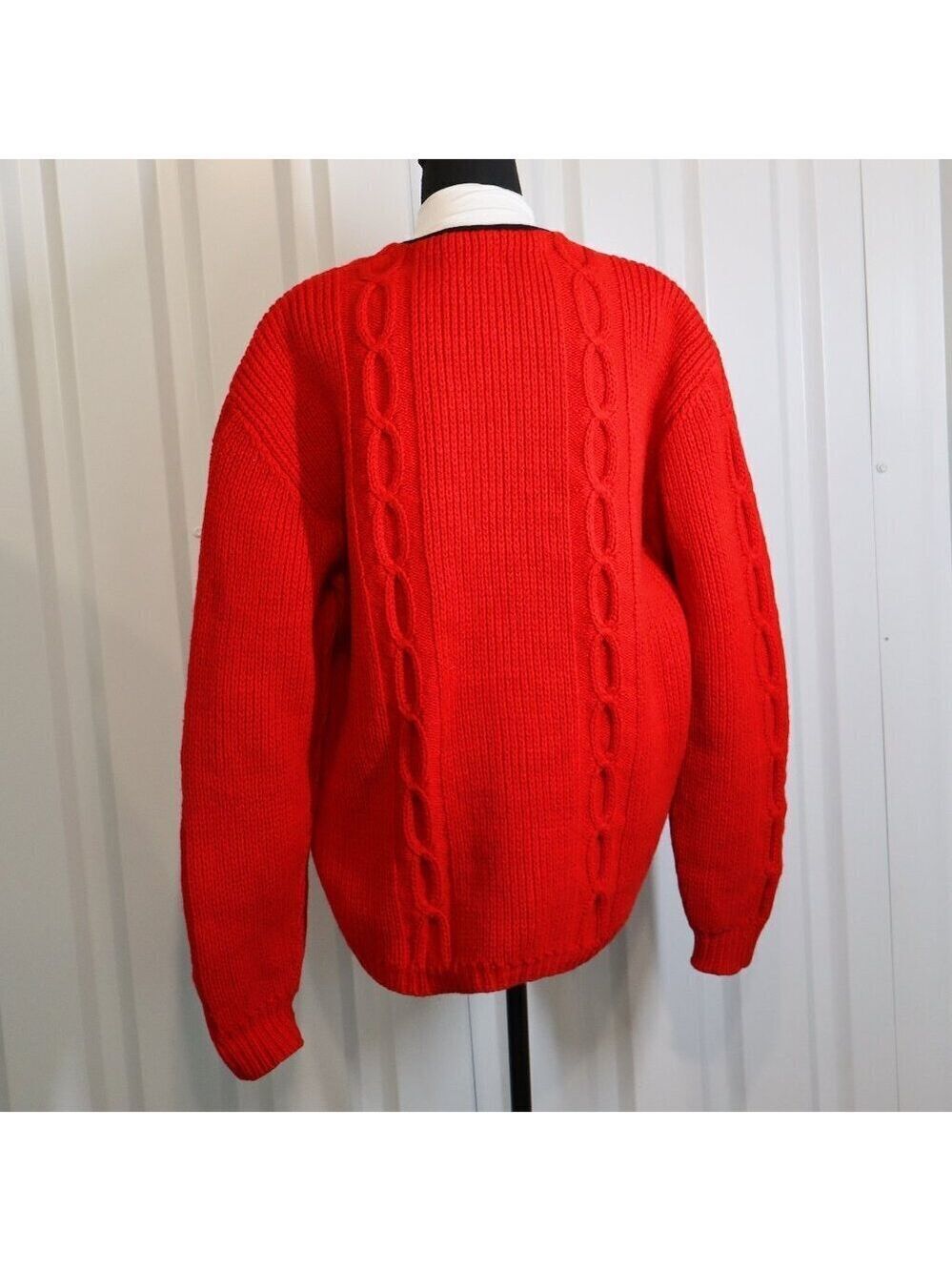 Original Obermeyer Vintage Cardigan Ski Sweater Red Button Front 1960's Large? - Picture 3 of 11